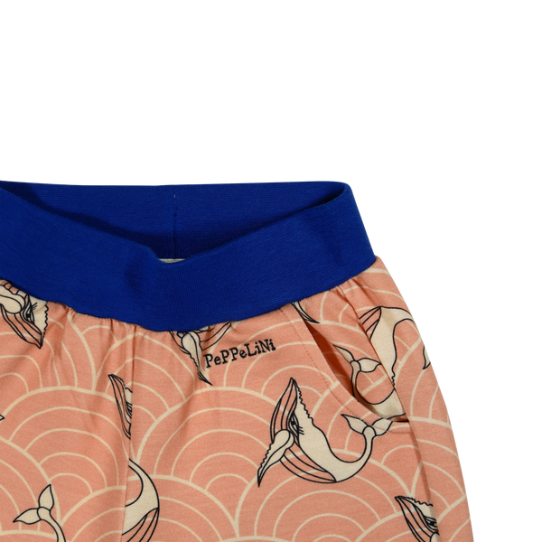 Peppelini Sweatpants Japanese sea patterns pink whale pattern the waist